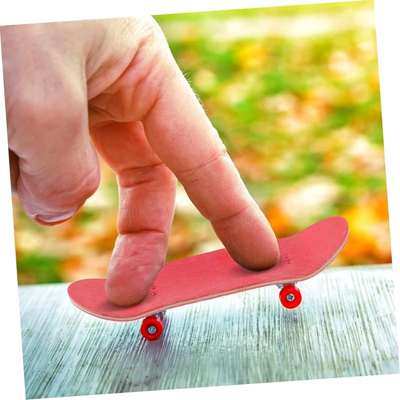 Red Professional Wooden Finger Skateboard Dual Sided Stained Maple Deck for Fingertip Movement and Early Education - Image 4
